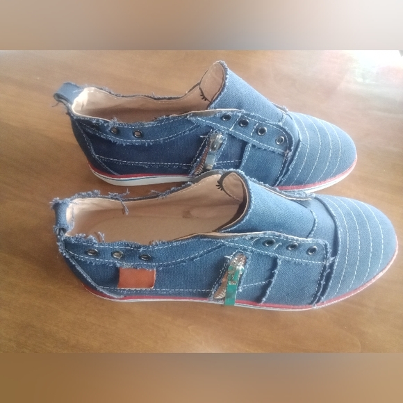 Shoes - Denim Sneakers with side Zippers